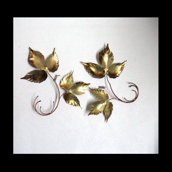 2 Pieces - Copper and Gold Color Home Interiors and Gifts Metal Leaves Decor - Picture 6 of 9